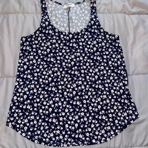 Zenana Outfitters Navy Floral Tank Top Size Small